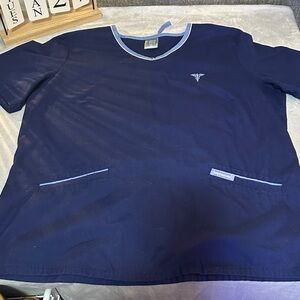 Women's Navy Blue V-Neck Scrub Top